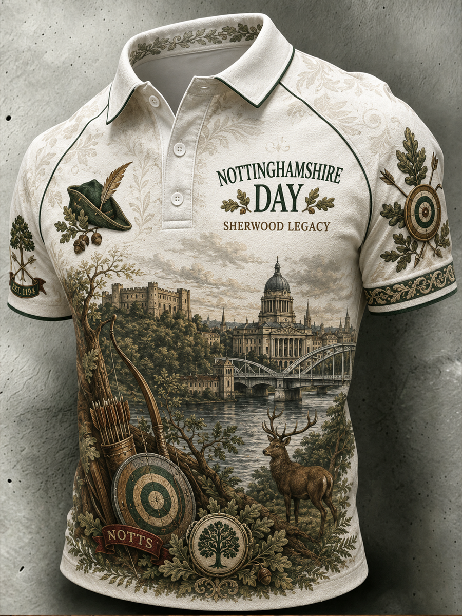 Men's Nottinghamshire Day Robin Hood Art Printed polo shirt