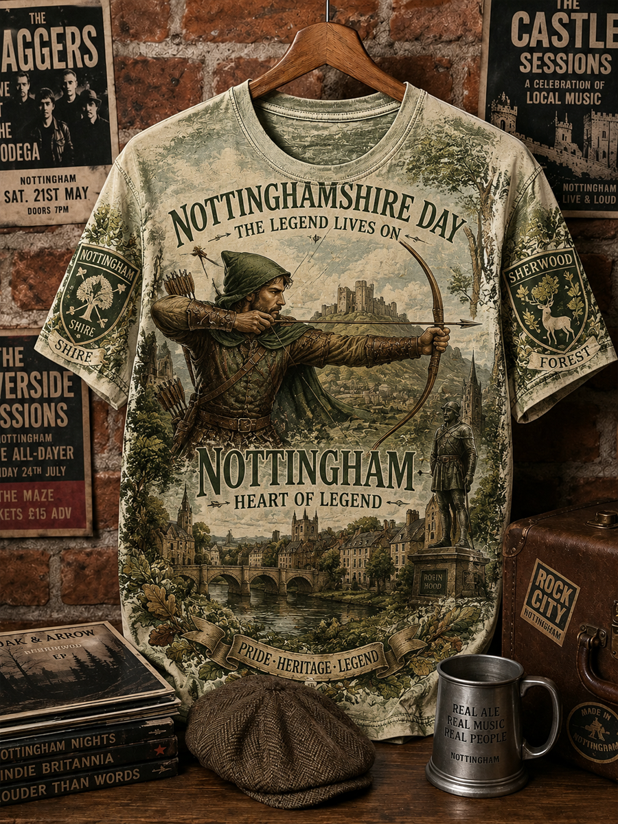 Men's Nottinghamshire Day Robin Hood Art Printed short sleeves t-shirt