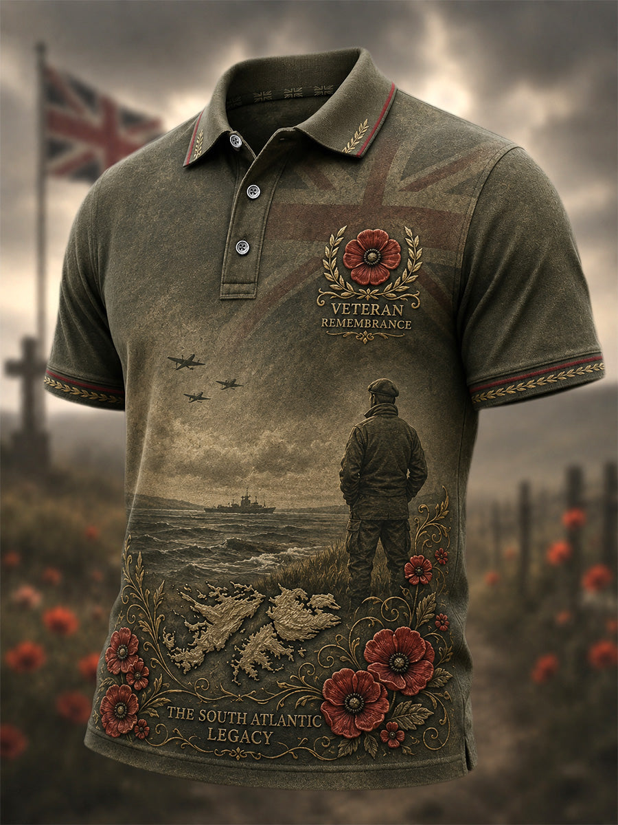 Men's British Veterans Memorial Print Casual Polo