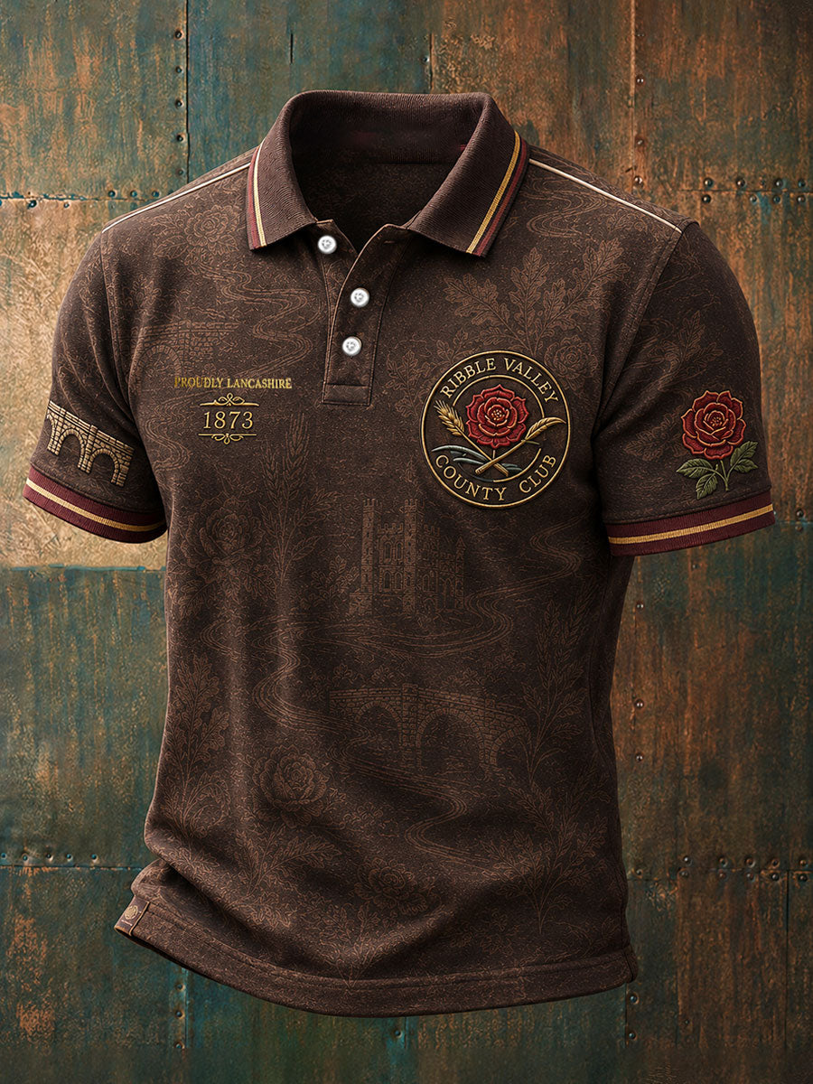 Men's Lancaster Red Roses Art Printed Casual Tops