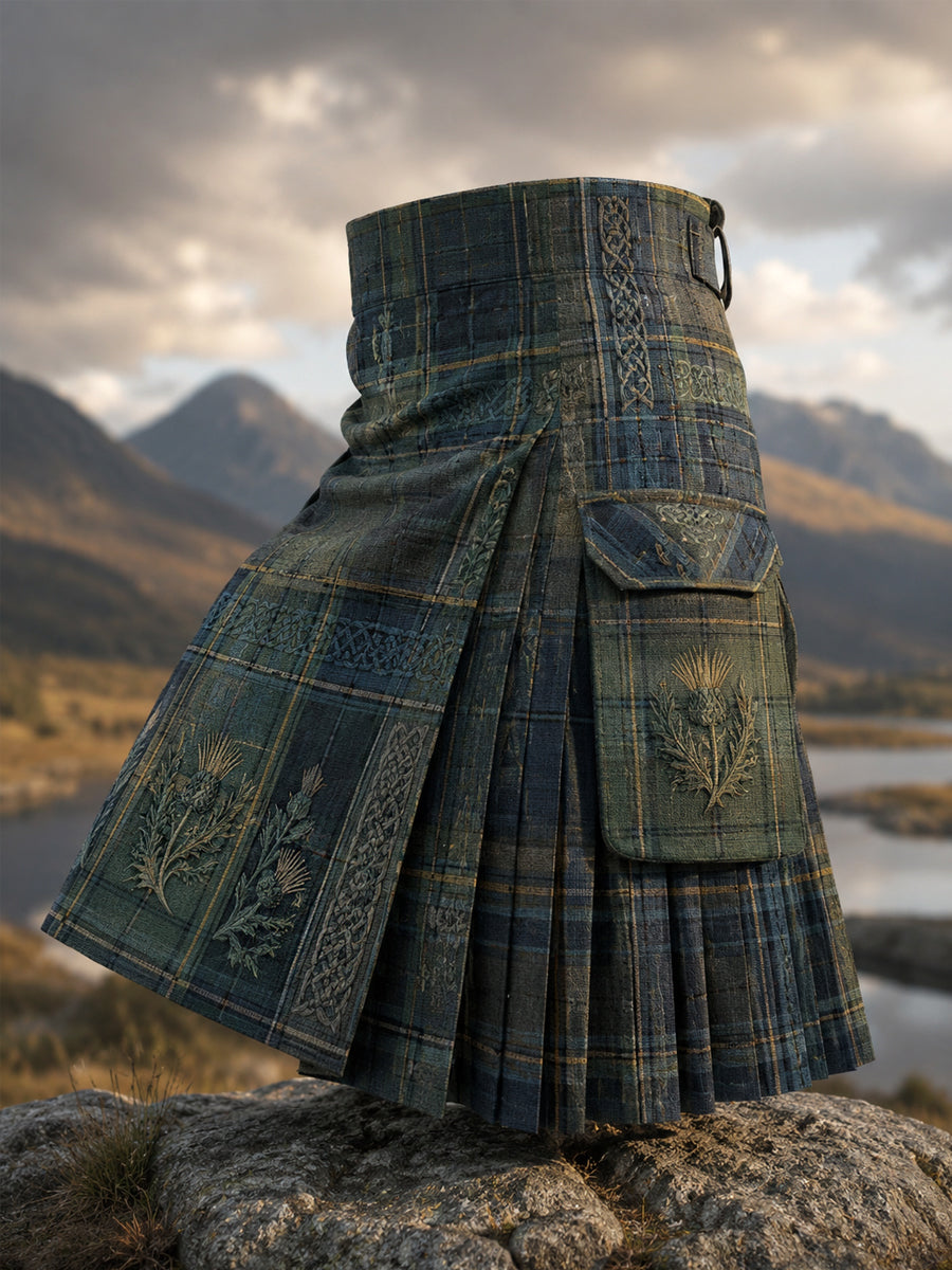 Women’s Scottish Thistle Tartan Kilt Skirt