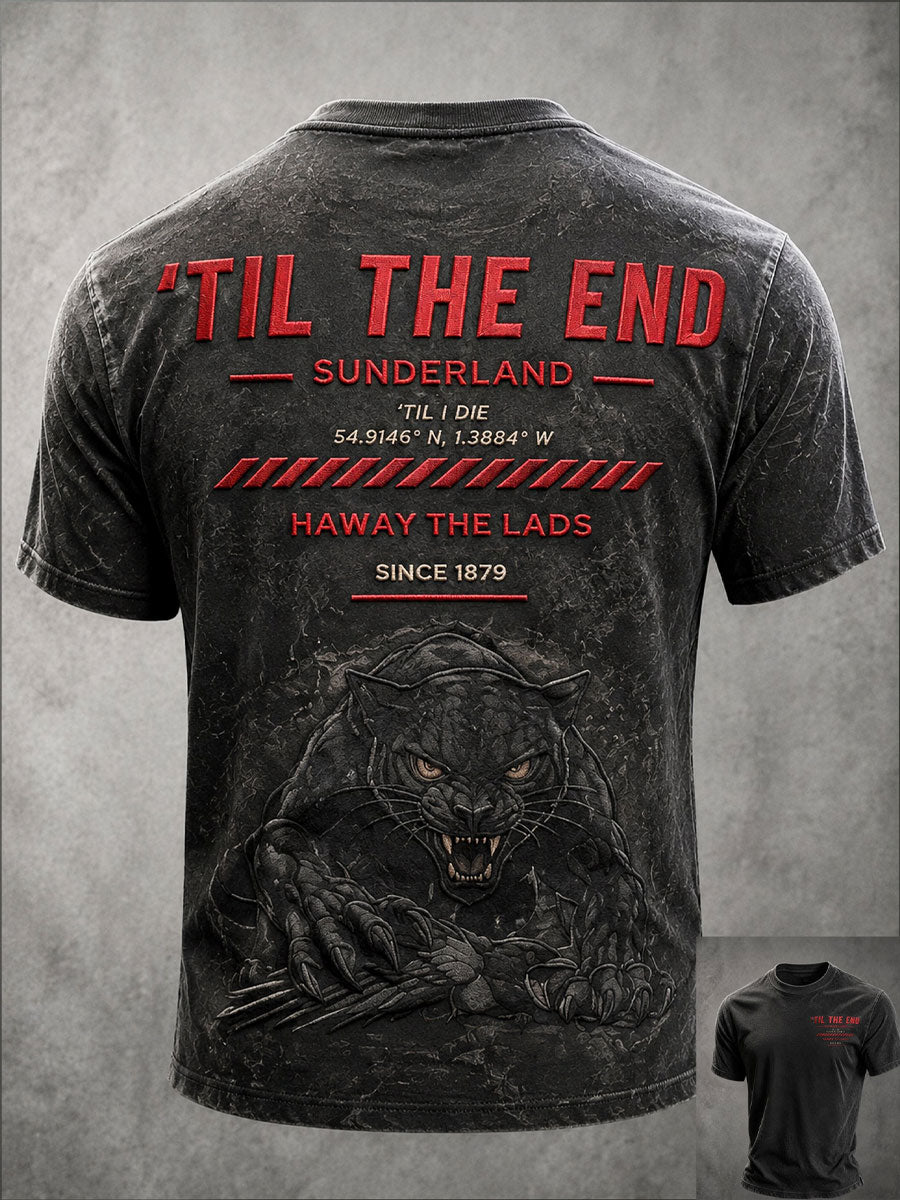 Men's England Football Lover Black Cats Art Printed T-shirt