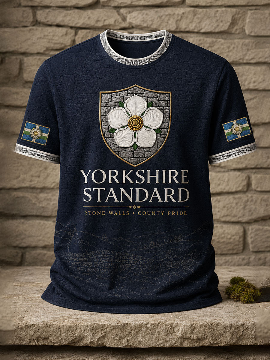 Men's Yorkshire White Roses Art Printed T-shirt