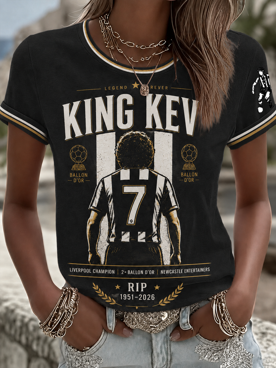 Women's England Football Lover Legend King Kev Rip Printed short-sleeved T-shirt