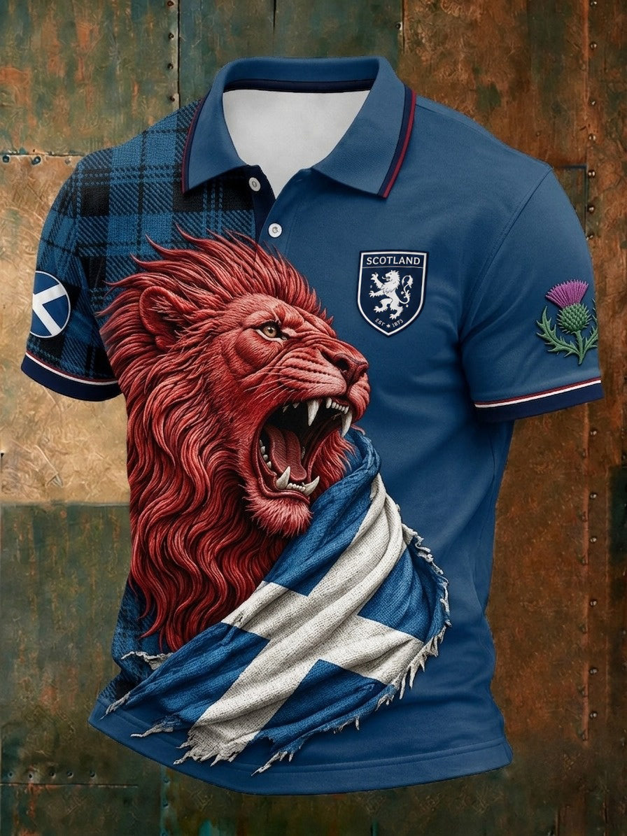 Men's UK Scotland Football Lover 2026 Printed Polo Shirt