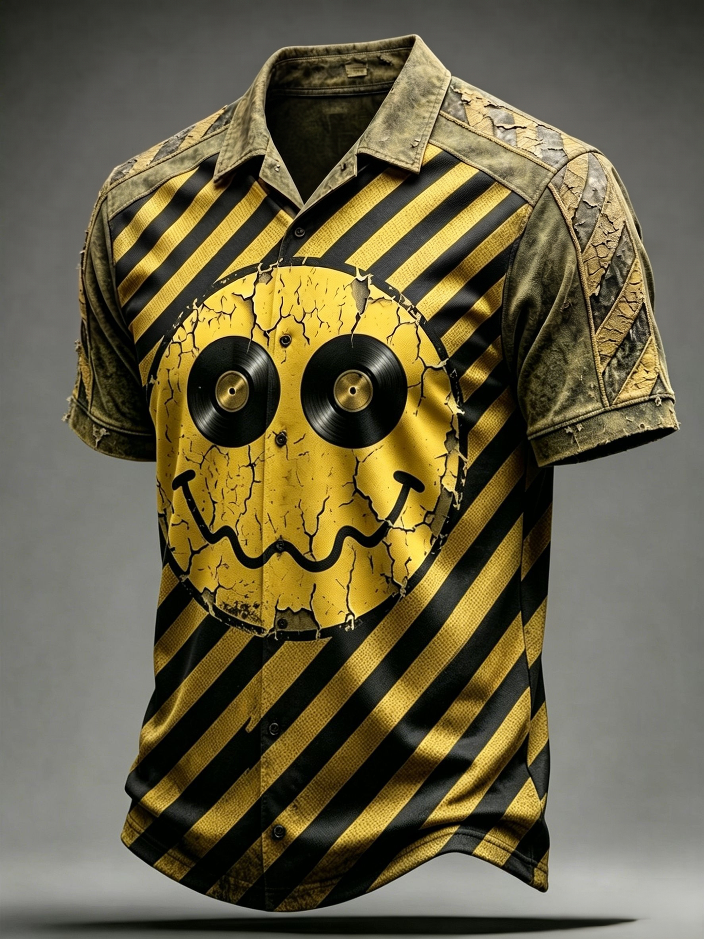 Men's Vintage UK Madchester Acid Face & 24 Hour Party Short-Sleeve Shirt