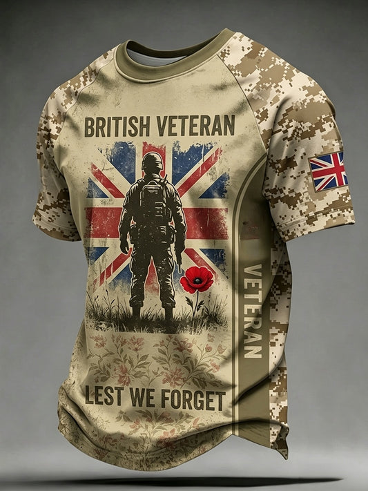 Men's British veteran print short sleeve t-shirt