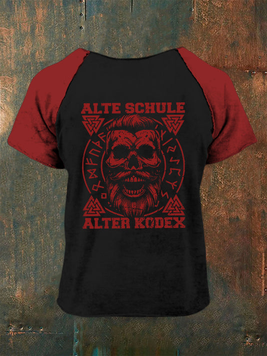 Bedrucktes Kurzarm-T-Shirt für Männer Alte Schule