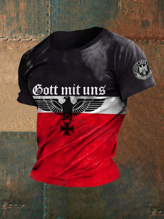 Herren Gott mit uns bedrucktes T-Shirt mit kurzen Ärmeln