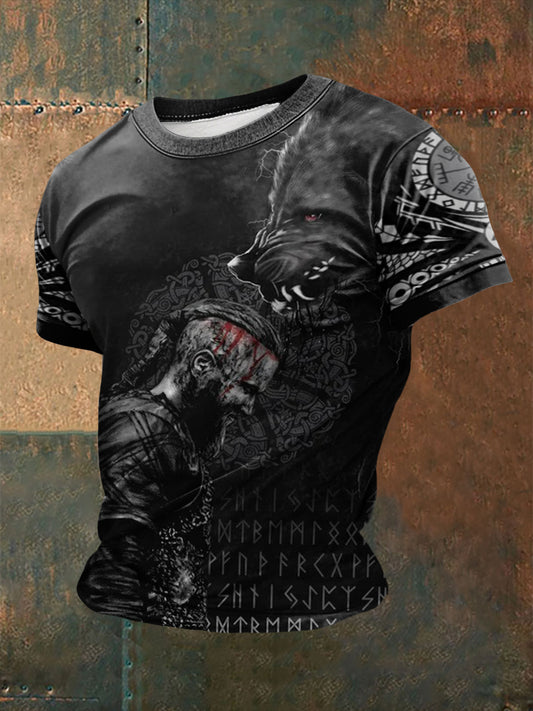 Herren T-Shirt mit kurzen Ärmeln Viking Print