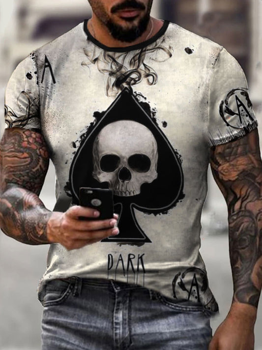Männer Schädel Poker Spaten A Print T-Shirts