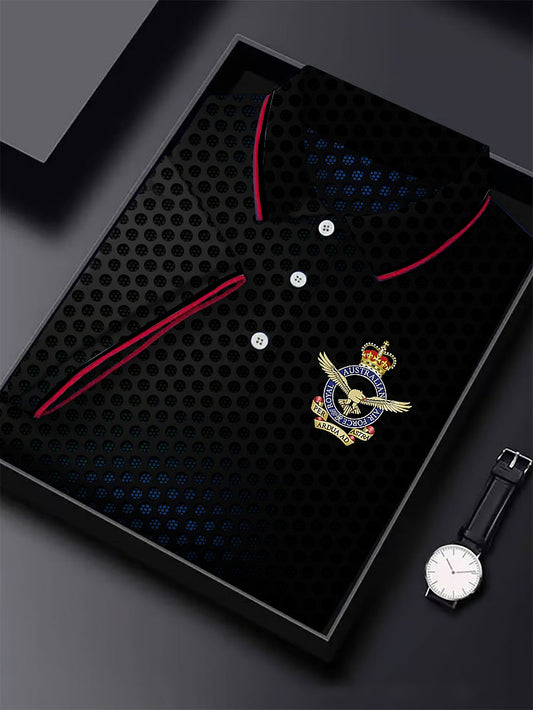 Men's  Vintage Australia Flag Coat of Arms Polka Dot Gradient Printed Casual Cotton Short Sleeve Polo Shirt