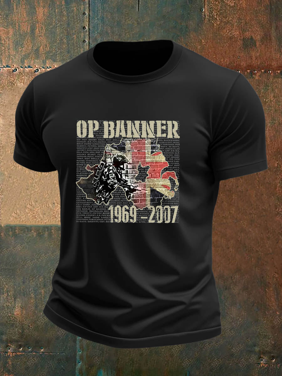 Men's  British Veteran imitation cotton short-sleeved T-shirt