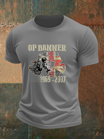 Men's  British Veteran imitation cotton short-sleeved T-shirt