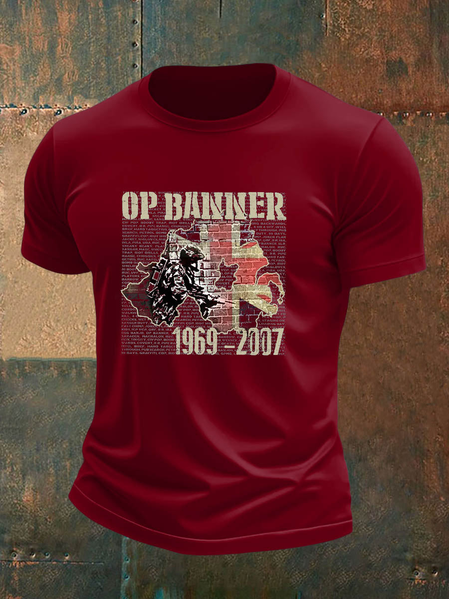 Men's  British Veteran imitation cotton short-sleeved T-shirt