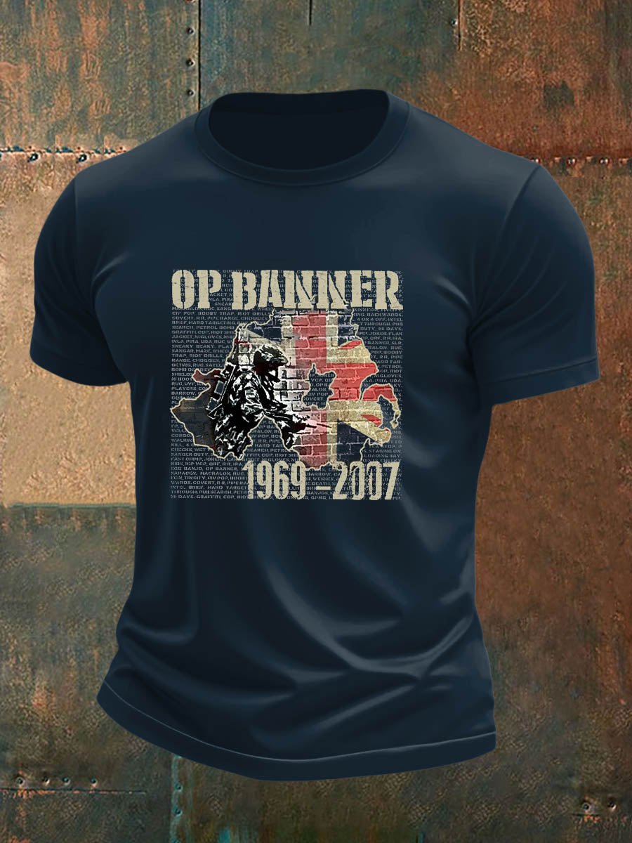 Men's  British Veteran imitation cotton short-sleeved T-shirt