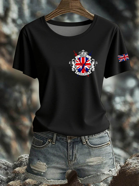Women's British Short-Sleeved Printed T-shirt