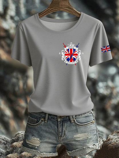 Women's British Short-Sleeved Printed T-shirt