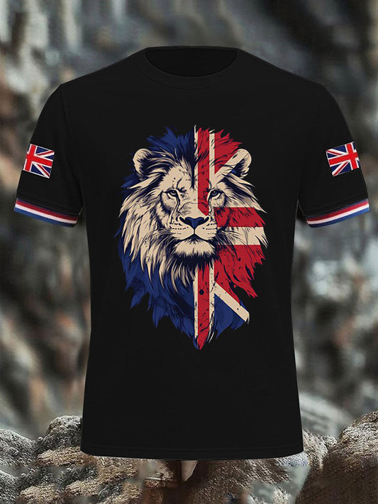 Men's Vintage England Flag Lion Casual T-Shirt