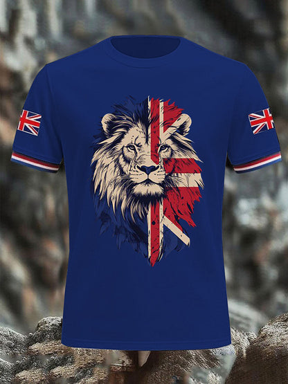 Men's Vintage England Flag Lion Casual T-Shirt