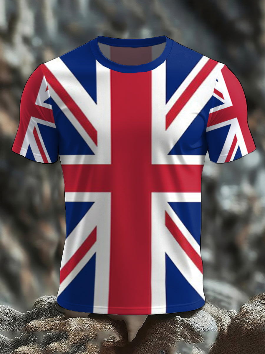 Men's UK Flag Print Casual Tee