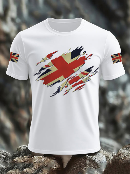 Men's UK Flag Print Casual Tee