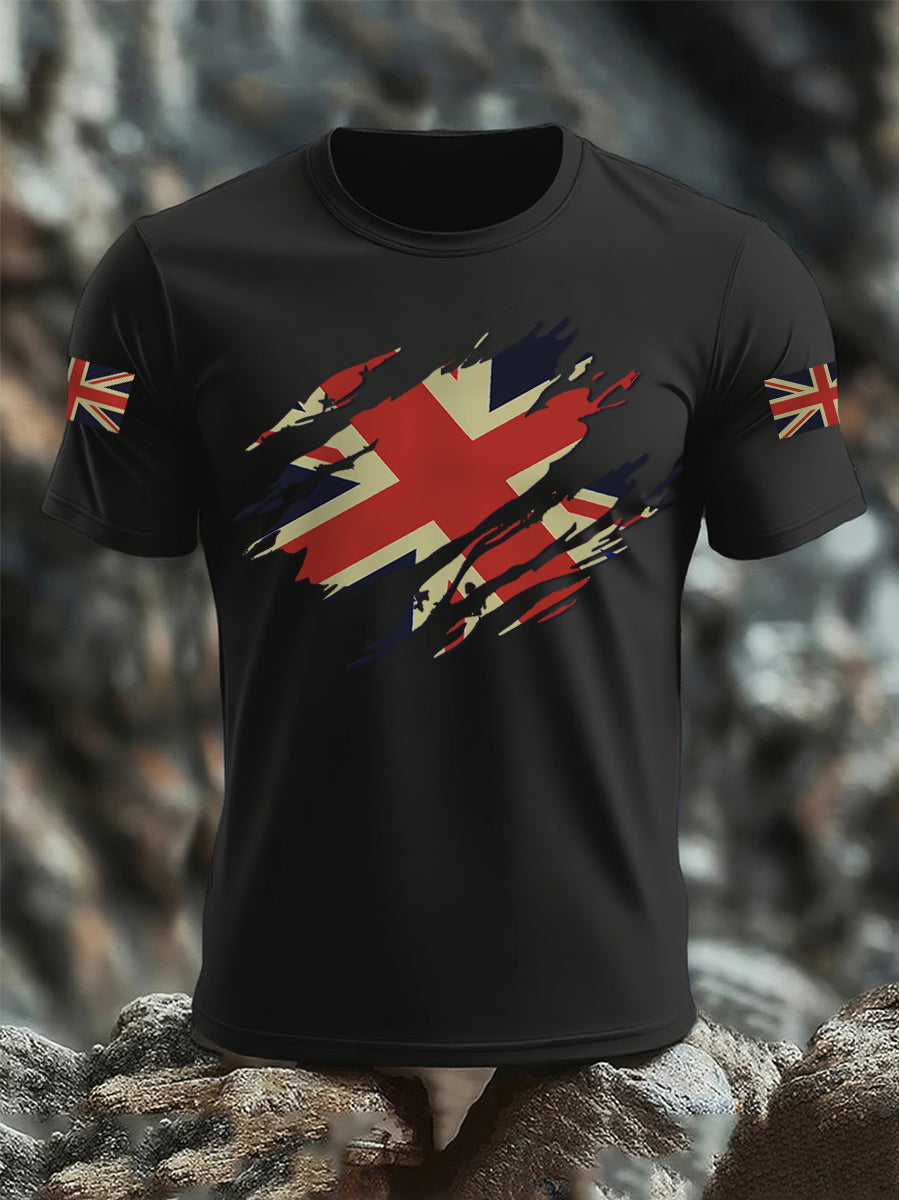 Men's UK Flag Print Casual Tee