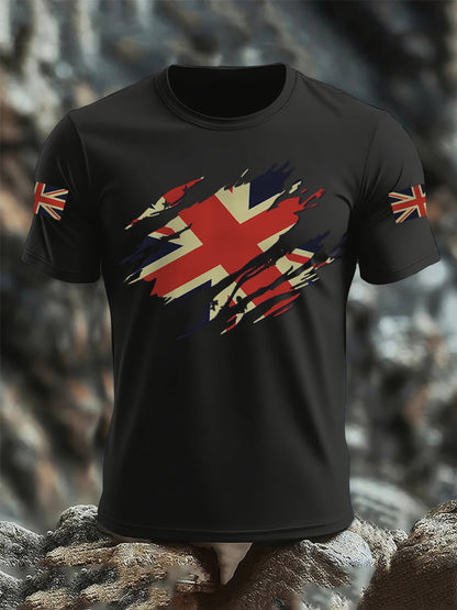 Men's UK Flag Print Casual Tee