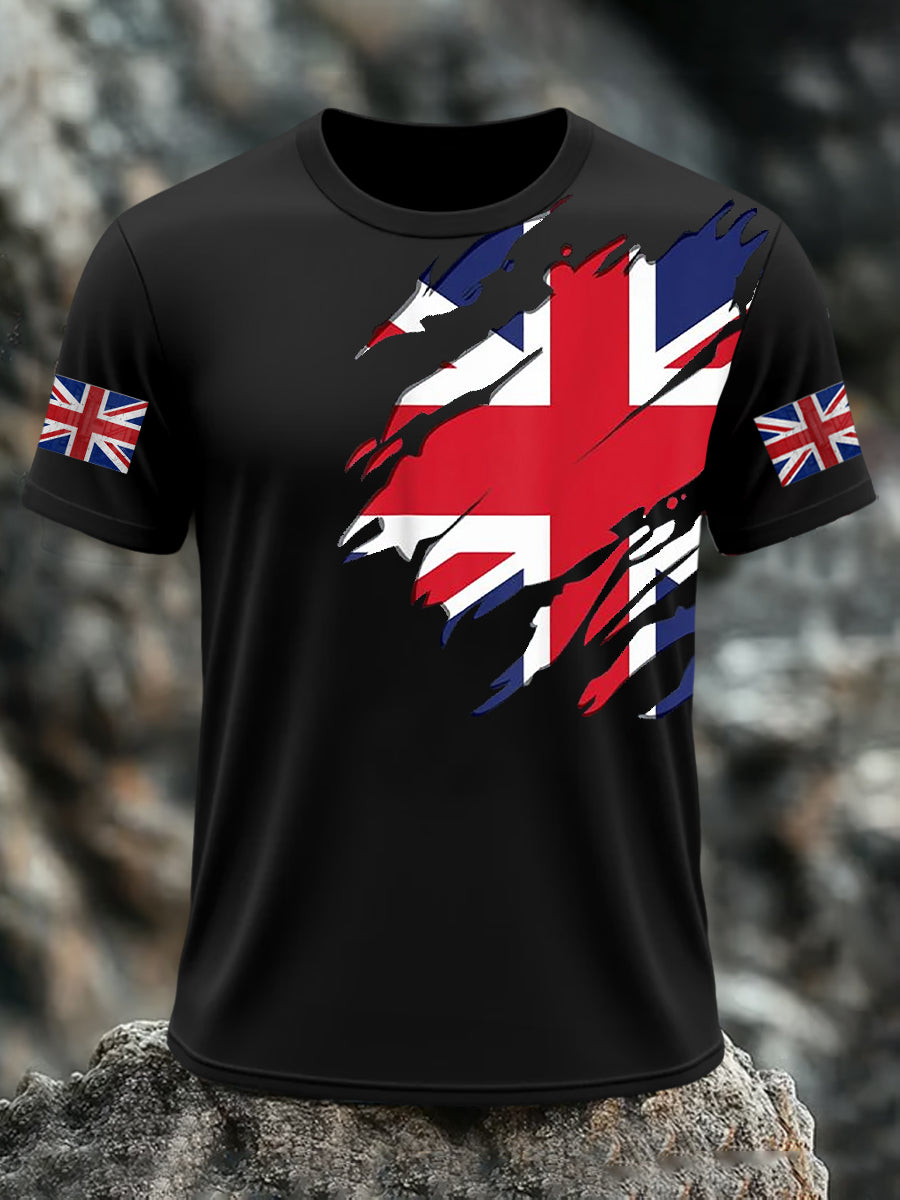 Men's UK Flag Print Casual Short Sleeve Tee