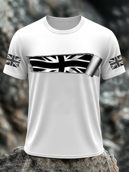 Men's UK Flag Print Casual Short Sleeve Tee