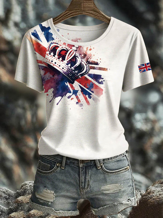 Women's British Short-Sleeved Printed T-shirt