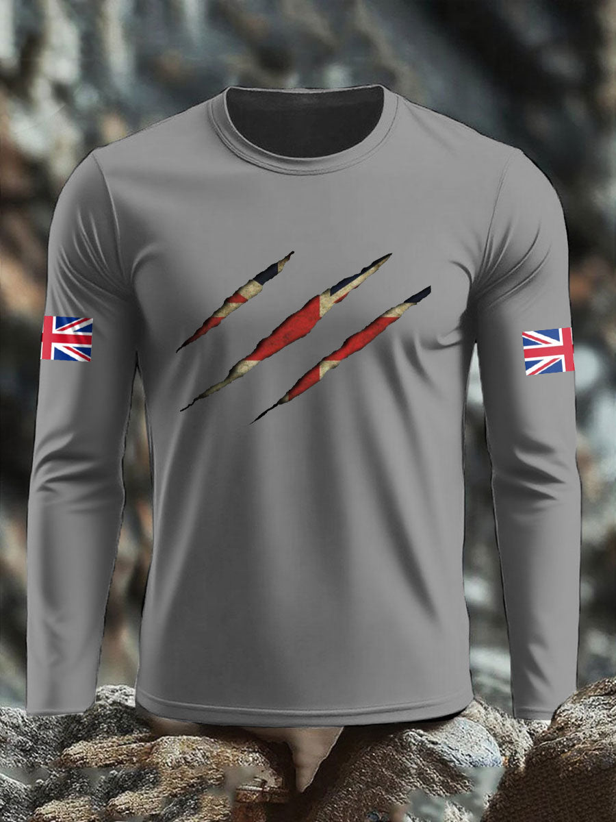 Men's UK Flag Printed Long Sleeve T-shirt
