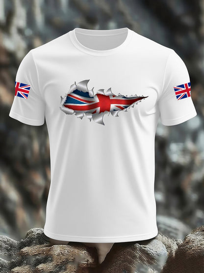 Men's UK Flag Print Casual Tee