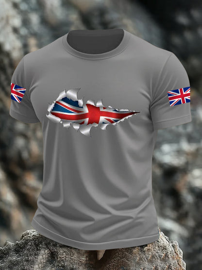 Men's UK Flag Print Casual Tee