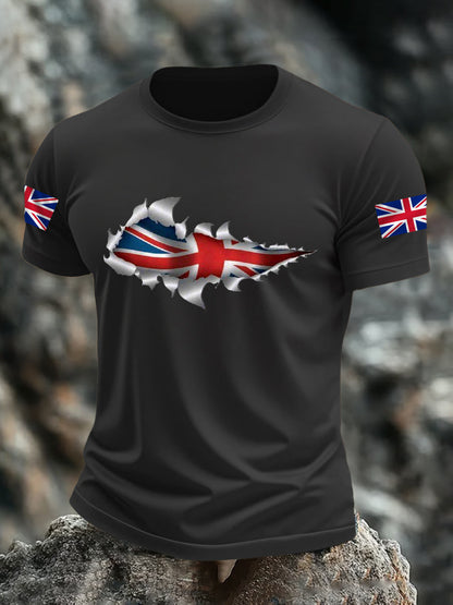 Men's UK Flag Print Casual Tee