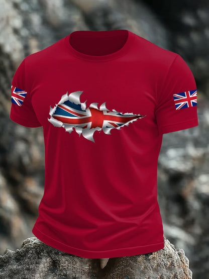 Men's UK Flag Print Casual Tee