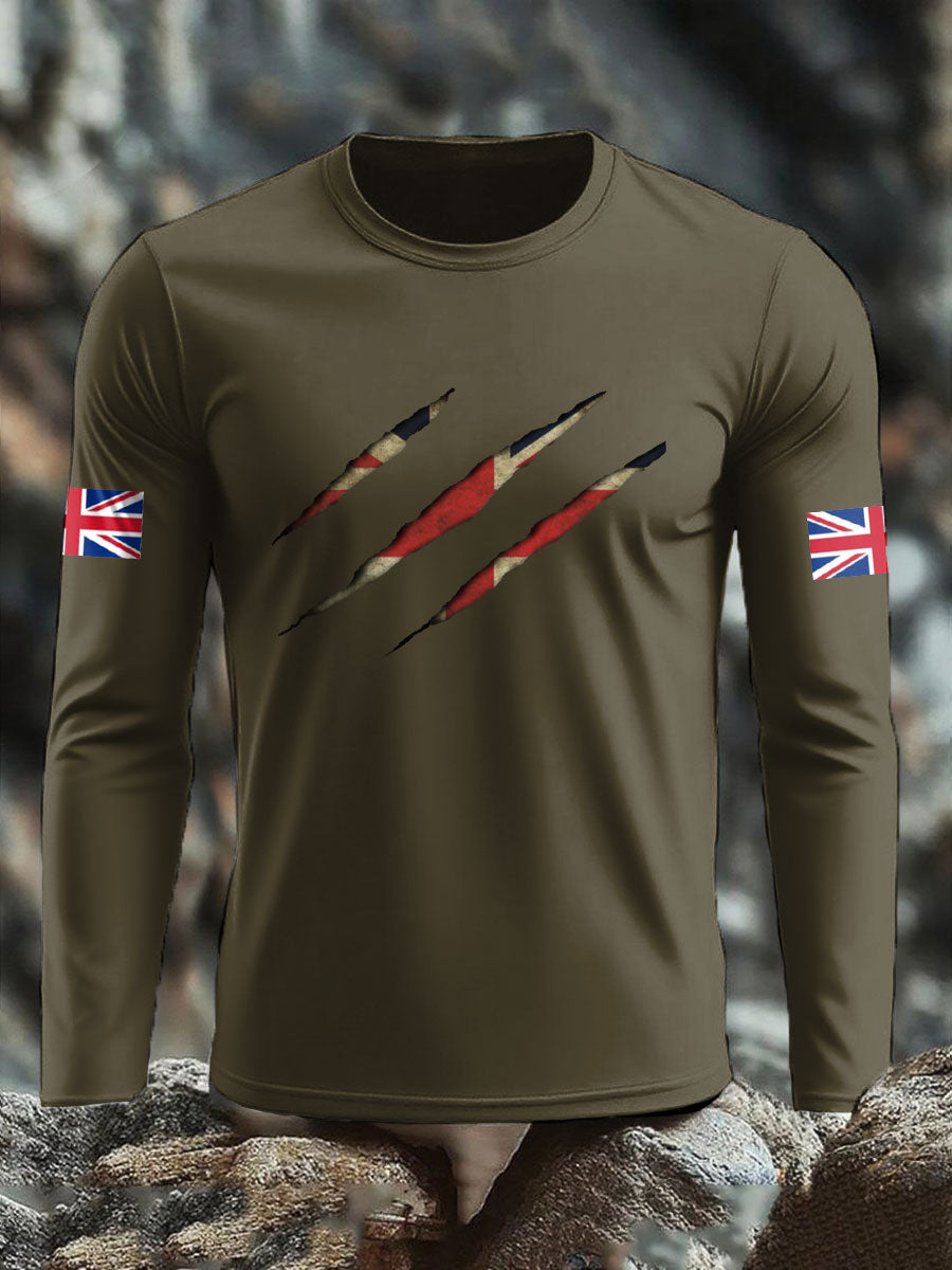 Men's UK Flag Printed Long Sleeve T-shirt