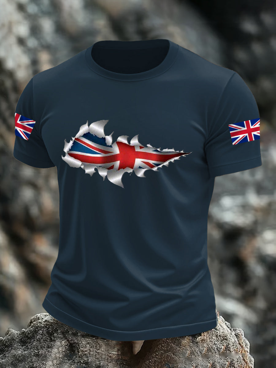 Men's UK Flag Print Casual Tee
