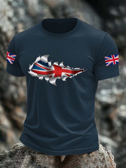 Men's UK Flag Print Casual Tee
