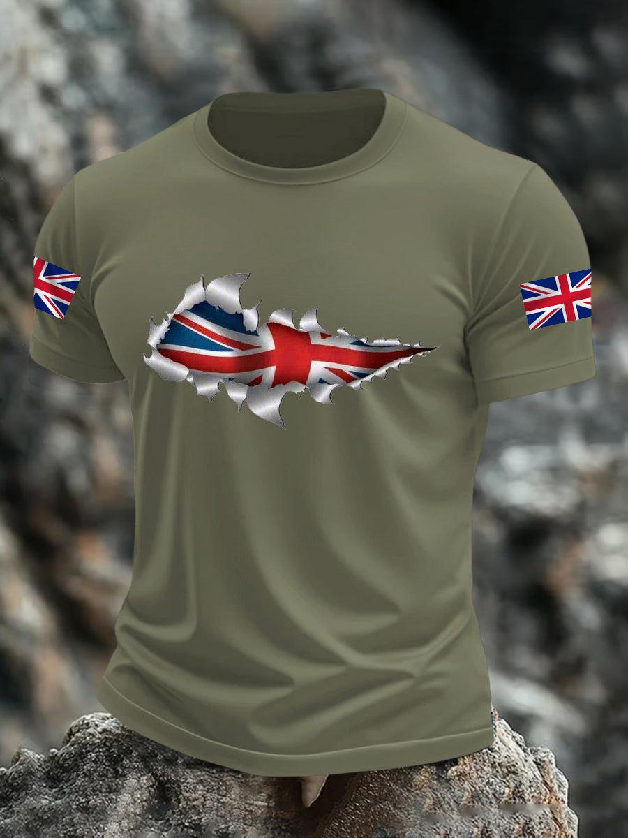 Men's UK Flag Print Casual Tee