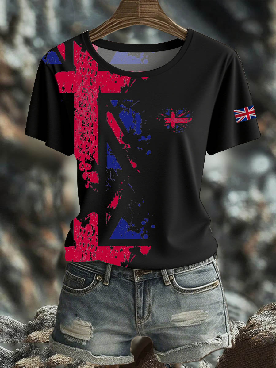 Women's British Short-Sleeved Printed T-shirt