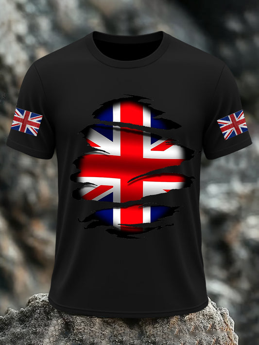 Men's UK Flag Print Casual Short Sleeve Tee