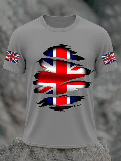 Men's UK Flag Print Casual Short Sleeve Tee