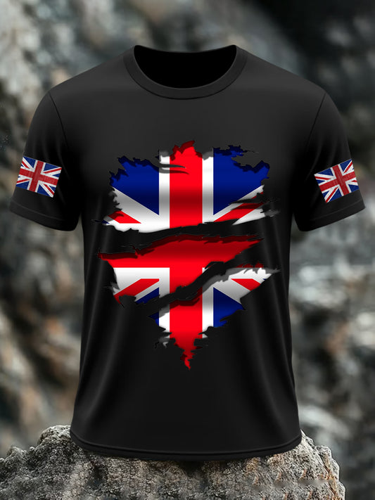 Men's UK Flag Print Casual Short Sleeve Tee