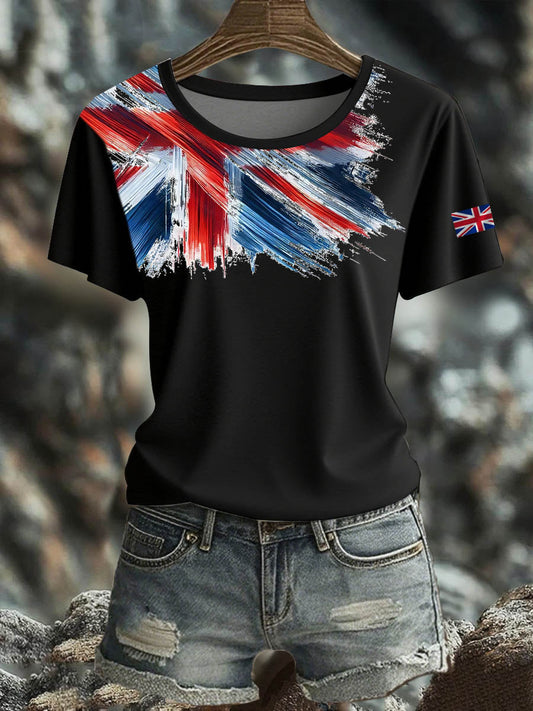 Women's British Short-Sleeved Printed T-shirt