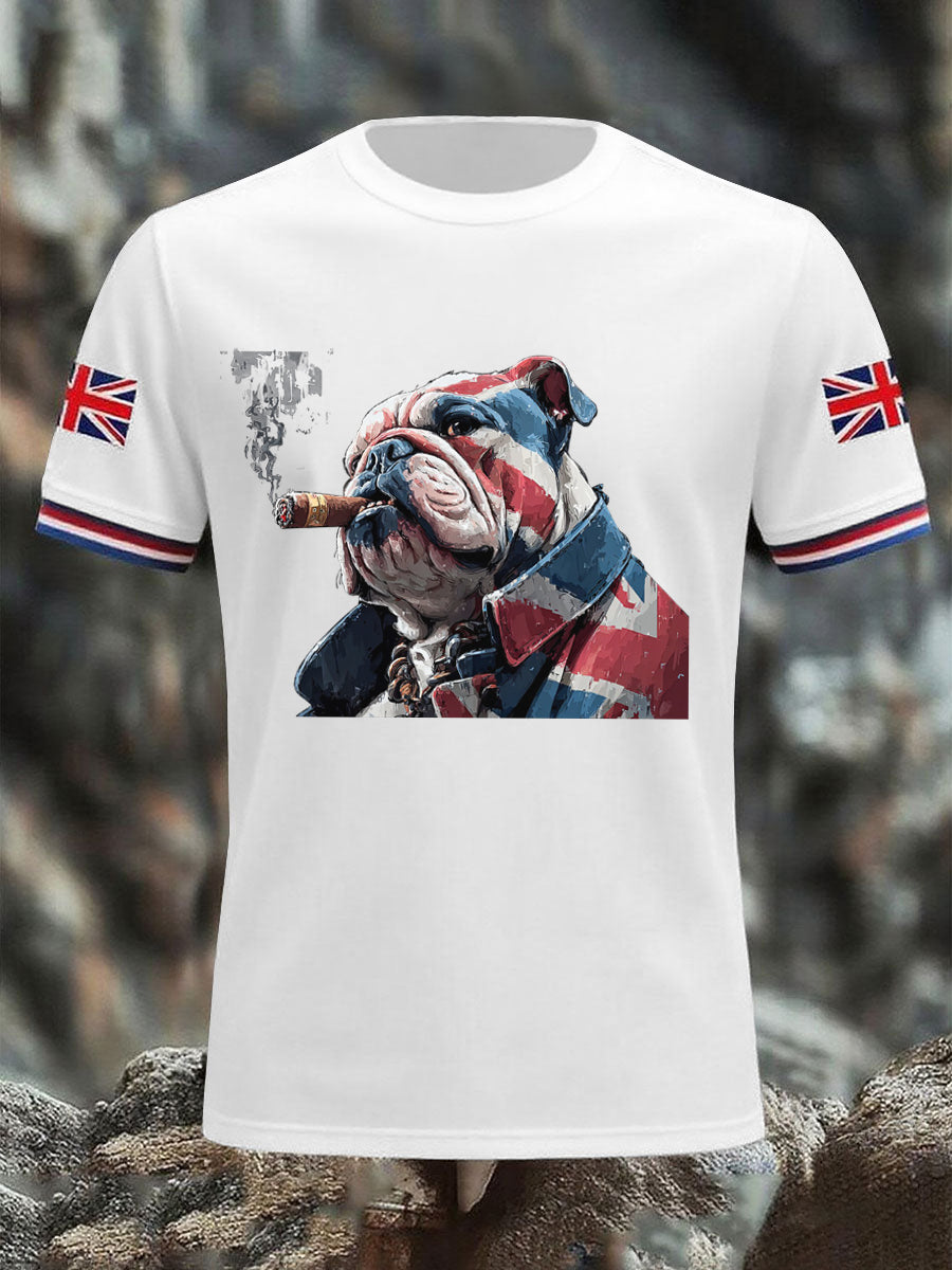 Men's Vintage England Flag Casual Printed T-shirt