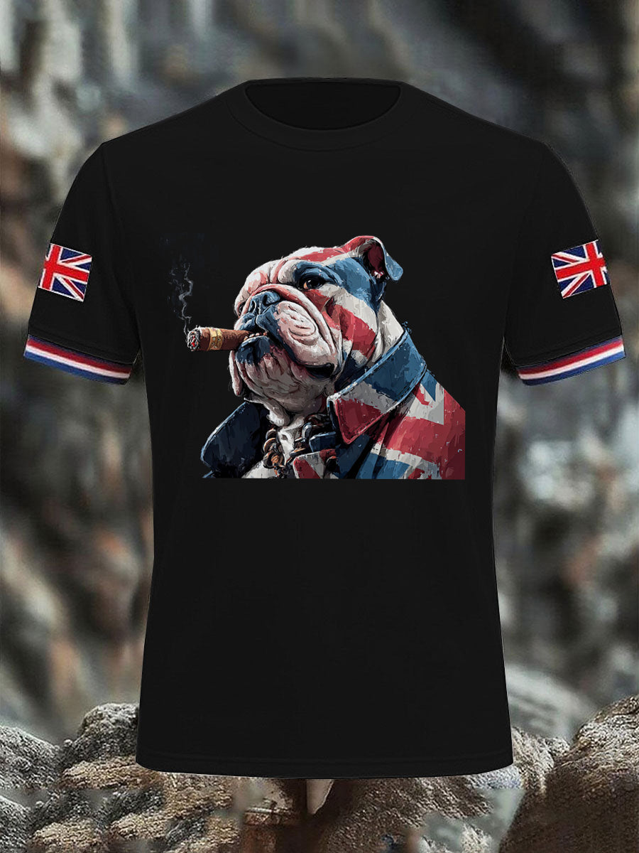 Men's Vintage England Flag Casual Printed T-shirt