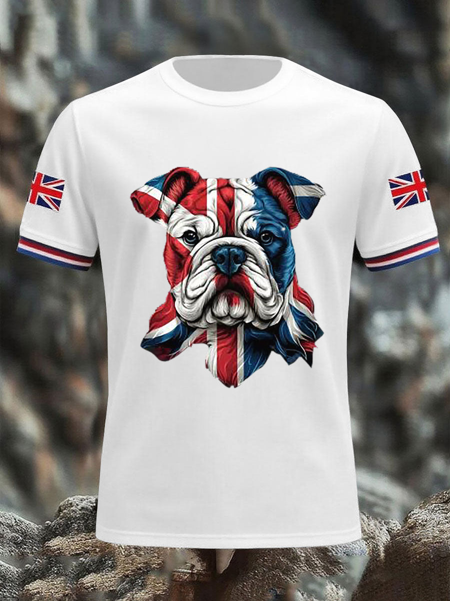 Men's Vintage England Flag Casual Printed T-shirt