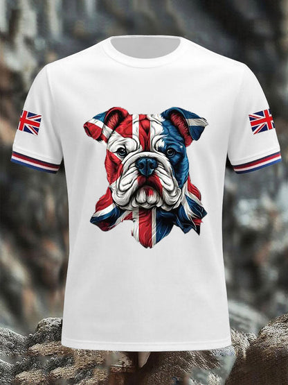 Men's Vintage England Flag Casual Printed T-shirt