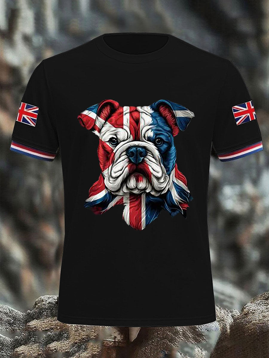 Men's Vintage England Flag Casual Printed T-shirt